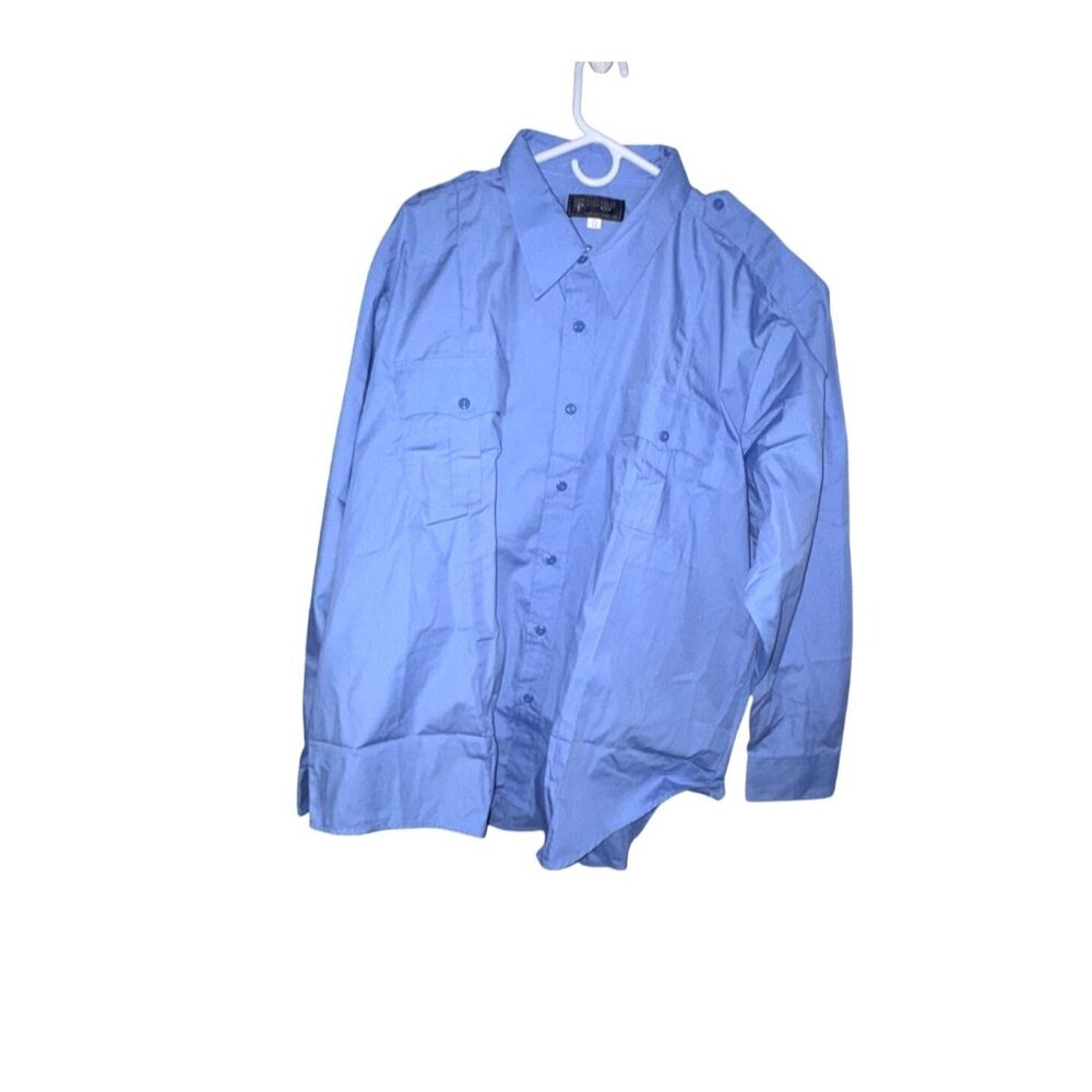 Tact Squad Mens Light Blue Button-Up Shirt XL 3XL Long Sleeve With Chest Pockets